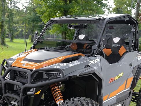 SuperATV Heavy Duty Half Windshield for 2016+ Polaris General 1000 / 2017+ Polaris General 4 | Snug, Rattle-free Fit | 1/4" Thick Dark Tint Polycarbonate 250x Stronger Than Glass | USA Made in Saudi Arabia