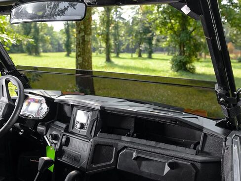 SuperATV Heavy Duty Half Windshield for 2016+ Polaris General 1000 / 2017+ Polaris General 4 | Snug, Rattle-free Fit | 1/4" Thick Dark Tint Polycarbonate 250x Stronger Than Glass | USA Made in Saudi Arabia