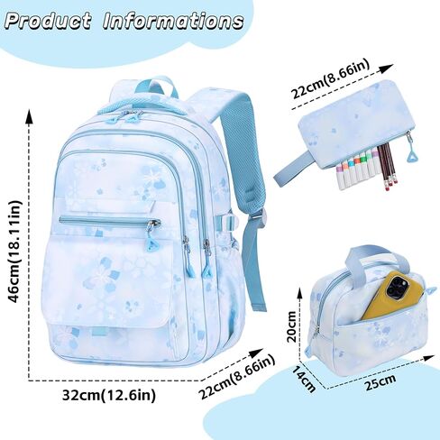 Kids backpack for Girl Bookbag for Girls with Lunch Bag & Pen Case studen Elementary Middle High schoolbag (pink) in Saudi Arabia