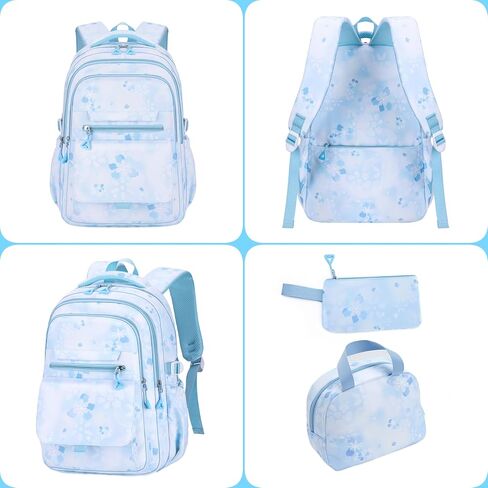 Kids backpack for Girl Bookbag for Girls with Lunch Bag & Pen Case studen Elementary Middle High schoolbag (pink) in Saudi Arabia