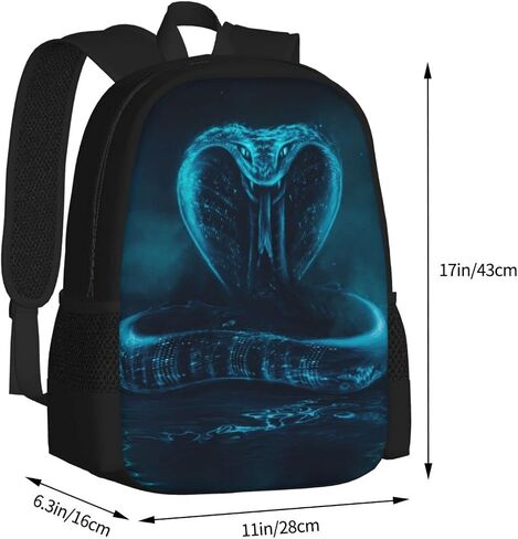 حقيبة ظهر Snake School School Smerical Shyk Red Neon Light Bookbag للمراهقين Boys Boys Girls ، Warge 17 Bats Elementary Junior High University حقيبة مدرسية ، مقاومة للماء مقاومة. in Saudi Arabia