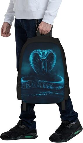 حقيبة ظهر Snake School School Smerical Shyk Red Neon Light Bookbag للمراهقين Boys Boys Girls ، Warge 17 Bats Elementary Junior High University حقيبة مدرسية ، مقاومة للماء مقاومة. in Saudi Arabia