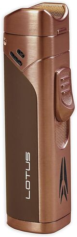 Lotus Monarch Cigar Wighter مع ألسنة الشعلة المقاومة للرياح رباعية ، جميع المساكن المعدنية ، لكمة السيجار ، قبعة سيجار ، نافذة على مستوى الوقود الملون (الأسود الأحمر والمطاط) in Kuwait