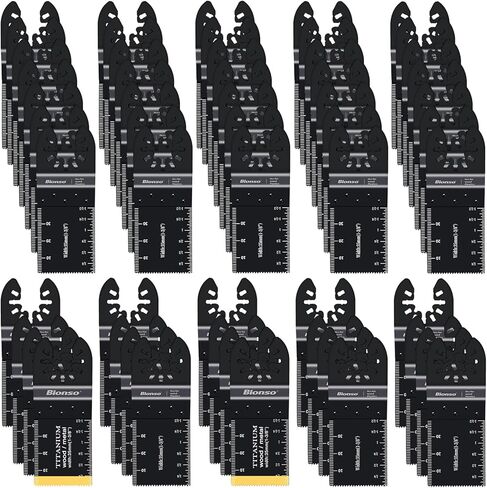 Bionso 28PCS Oscillating Saw Blades, Professional Universal Titanium Multitool Blades for Wood Plastics Metal, Quick Release Multi Tool Blades Kits Fit Dewalt Ryobi Milwaukee Rockwell Fein Makita in Kuwait