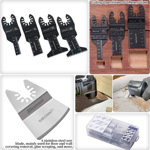 Bionso 28PCS Oscillating Saw Blades, Professional Universal Titanium Multitool Blades for Wood Plastics Metal, Quick Release Multi Tool Blades Kits Fit Dewalt Ryobi Milwaukee Rockwell Fein Makita in Kuwait