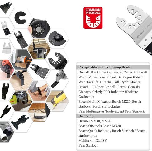 Bionso 28PCS Oscillating Saw Blades, Professional Universal Titanium Multitool Blades for Wood Plastics Metal, Quick Release Multi Tool Blades Kits Fit Dewalt Ryobi Milwaukee Rockwell Fein Makita in Kuwait