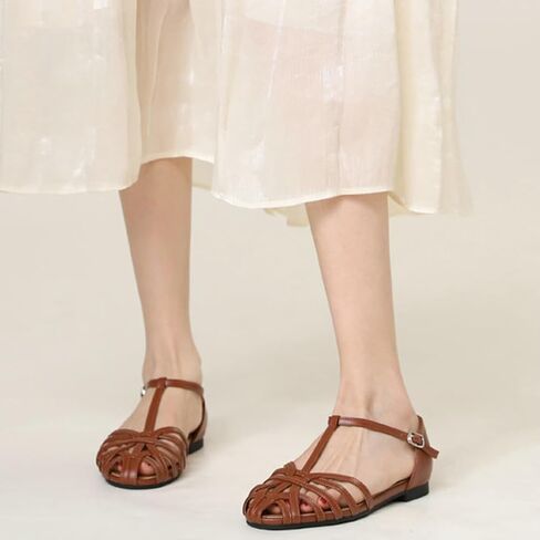 Women's Closed Toe Flat Sandals Trendy Strappy Gladiator Shoes with Ankle Strap Boho Dressy Summer Sandals 2025 in Saudi Arabia