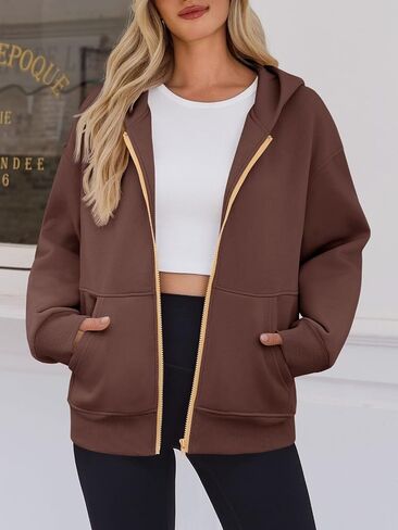 Fisoew Women's Zip Up Hoodies Sweatshirts Casual Long Sleeve Hooded Jackets Fall Trendy Y2K Clothes in Saudi Arabia