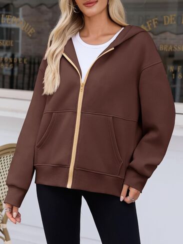 Fisoew Women's Zip Up Hoodies Sweatshirts Casual Long Sleeve Hooded Jackets Fall Trendy Y2K Clothes in Saudi Arabia