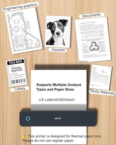 تدعم طابعات IDPRT Portable Protable Travel ، 300DPI Pluetooth Thermal Printers 8.5 "X11" US Letter و A4 و Inkless Print in Kuwait