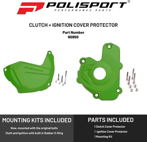 Polisport Clutch and Ignition Cover Protector Kit For Kawasaki KX 250F (2013-2016) - Green in Kuwait