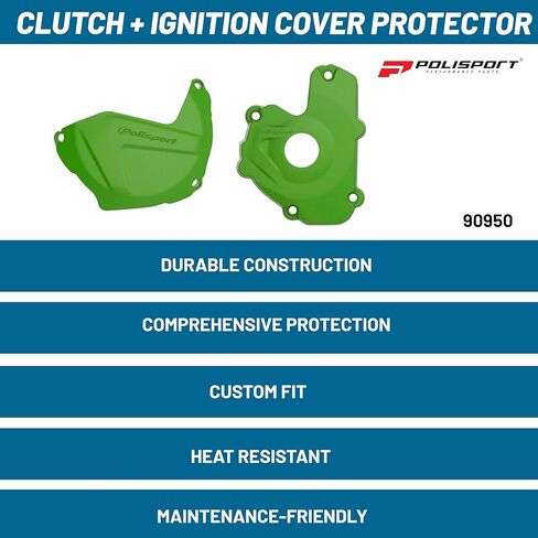 Polisport Clutch and Ignition Cover Protector Kit For Kawasaki KX 250F (2013-2016) - Green in Kuwait