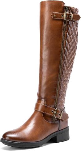 DREAM PAIRS Women's Knee High Boots Low Block Heel Riding Boots Round Toe Side Zipper Biker Motorcycle Buckle Boots in Saudi Arabia
