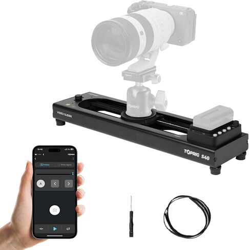 Accsoon toprig Camera Slider, Adjustable 24''/60cm Motorized Aluminum Alloy Video Slider with Full Button Control, Support APP-Video Mode/Time-lapse/Loop Mode, 120° Panoramic Shooting, Easy to Install in Saudi Arabia