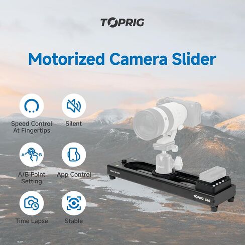 Accsoon toprig Camera Slider, Adjustable 24''/60cm Motorized Aluminum Alloy Video Slider with Full Button Control, Support APP-Video Mode/Time-lapse/Loop Mode, 120° Panoramic Shooting, Easy to Install in Saudi Arabia