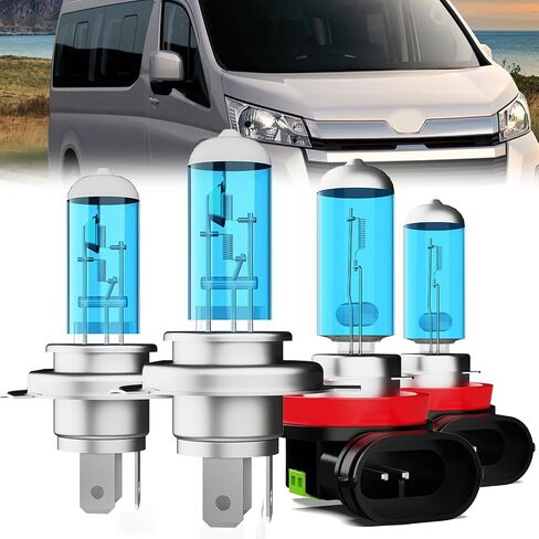 Headlight Bulbs License Plate Lights Fit For Toyota Hiace 2007-2015 2020, 9003 High Low Beam + H11 Fog Lights Halogen Light Bulb + License Plate Lights, Pack of 6 in Kuwait