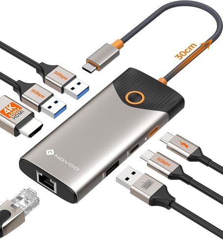 Novoo USB C station Dual Monitor ، 15 في 1 محطة لرسوم الإرساء 3 مع 2 HDMI ، VGA ، USB C/A المنافذ ، 100 واط PD ، RJ45 ، SD/TF والصوت ، محول متعددة ل MacBook/Dell/iPhone/iPad/HP/HP/Lenovo in Kuwait