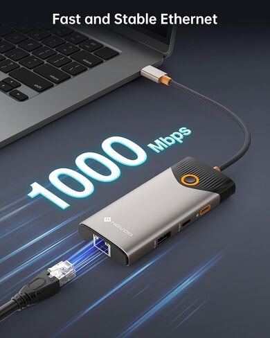 Novoo USB C station Dual Monitor ، 15 في 1 محطة لرسوم الإرساء 3 مع 2 HDMI ، VGA ، USB C/A المنافذ ، 100 واط PD ، RJ45 ، SD/TF والصوت ، محول متعددة ل MacBook/Dell/iPhone/iPad/HP/HP/Lenovo in Kuwait