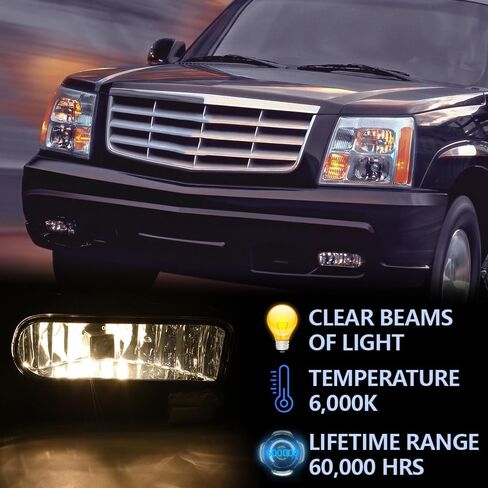 مجموعة أضواء الضباب Cheda متوافقة مع 2002 2003 2004 2005 2006 Cadilliac Escalader w/plubs استبدال الجوانب اليمنى واليسرى 2pc (عدسة دخان) in Kuwait