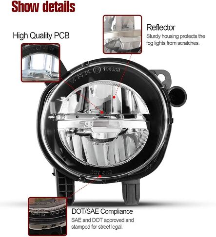 تتوافق مصابيح الضباب LED Autowiki لعام 2012-2018 BMW F30 3 Series/ 2014-2019 BMW F32 F36 4 Series 2PCS LED LAMS مع عدسة واضحة in Saudi Arabia