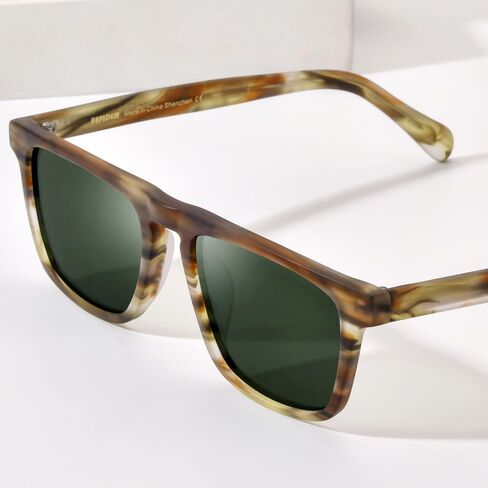 Hepidem Matte Acetate Vintage Retro Square Squarized Seconsives for Men UV400 UV Protection Sun Glasses in Kuwait