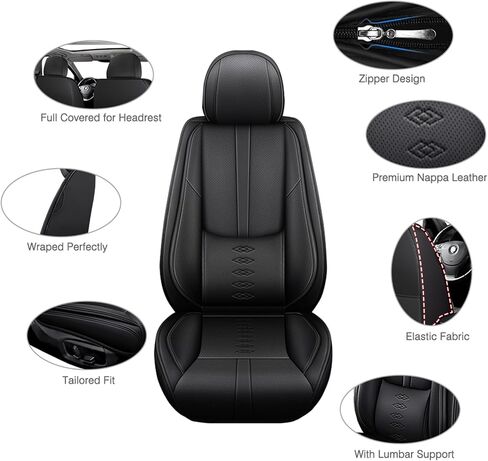 أغطية المقاعد الجلدية لجيب Wrangler 4xe 2023-2024 ، تغطي مقعد السيارة الممتاز مجموعة أمامية ، واقيات مقعد السيارة المقاومة للماء مع وسادة هوائية ، ومقاعد الغطاء الداخلي للسيارات (أسود) in Kuwait