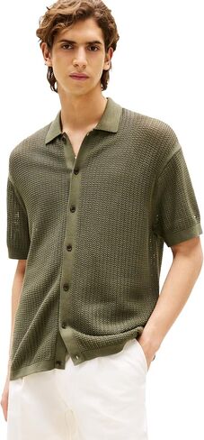 Tommy Hilfiger Men's Structured Knit Short Sleeve Regular Fit Overshirt in Saudi Arabia