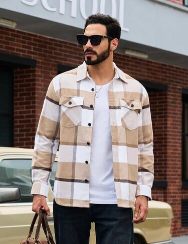 TACVASEN Men's Flannel Shirts Long Sleeve Button Down Soft Brushed Cotton Flannel Casual Plaid Spring Fall Shirt in Saudi Arabia