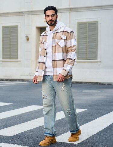 TACVASEN Men's Flannel Shirts Long Sleeve Button Down Soft Brushed Cotton Flannel Casual Plaid Spring Fall Shirt in Saudi Arabia