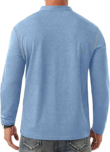Sailwind Men's Henley Shirts Long Sleeve Button T-Shirt Casual Stylish Cotton Pullover Shirt with Pocket in Saudi Arabia