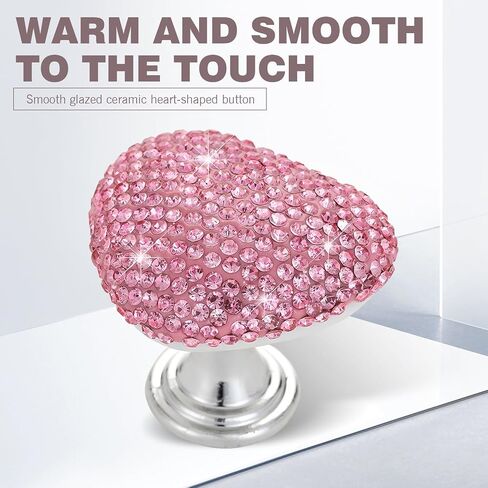 Bling Car One-Touch Button ، مخصصة لزواج الإشعال الزخرفي الملموس على شكل قلب من نوع الروك المقاوم للخدش ، وبدء/إيقاف محرك شارات التحكم ، لمعظم السيارات (Pink #02) in Kuwait