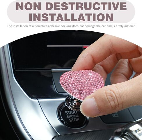 Bling Car One-Touch Button ، مخصصة لزواج الإشعال الزخرفي الملموس على شكل قلب من نوع الروك المقاوم للخدش ، وبدء/إيقاف محرك شارات التحكم ، لمعظم السيارات (Pink #02) in Kuwait