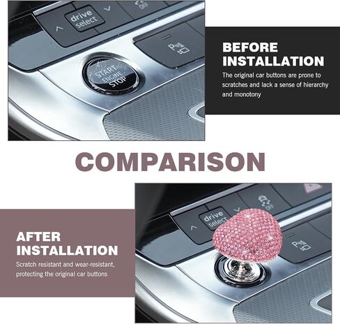Bling Car One-Touch Button ، مخصصة لزواج الإشعال الزخرفي الملموس على شكل قلب من نوع الروك المقاوم للخدش ، وبدء/إيقاف محرك شارات التحكم ، لمعظم السيارات (Pink #02) in Kuwait