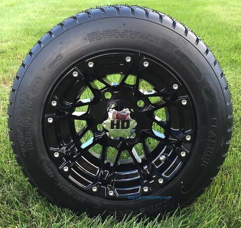 Sti HD3 Gloss Black 10 "Golf Cart Wheels و 205/50-10 Dot Golf Cart Carbo - مجموعة من 4 in Saudi Arabia