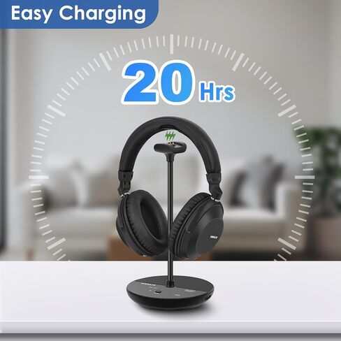 Simolio 737d2 ​​Plus - سماعات الرأس اللاسلكية لمشاهدة التلفزيون مع السينما وتوضيح أوضاع الحوار ، وحجم سماعات الرأس المزدوجة Bluetooth لكبار السن ، لا تأخير ، وضع التلفزيون والبلوتوث ، 164 قدم/50 م in Kuwait