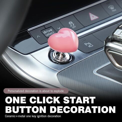 Bling Car One-Touch Start Button, Personalized Heart-Shaped Decorative Ignition Button Scratch-Resistant Push-Type Rocker, Engine Start/Stop Joystick Decal, for Most Cars (Pink #02) in Saudi Arabia