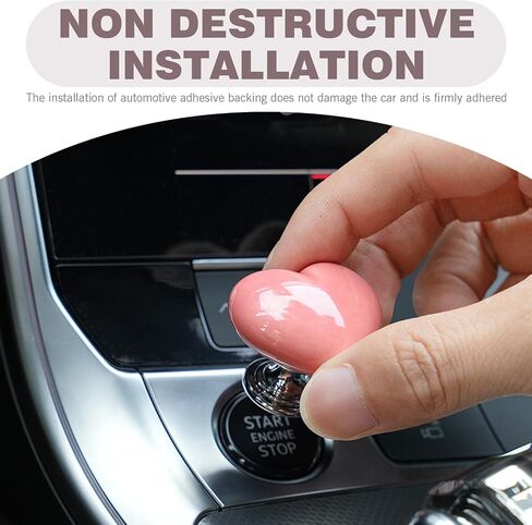 Bling Car One-Touch Start Button, Personalized Heart-Shaped Decorative Ignition Button Scratch-Resistant Push-Type Rocker, Engine Start/Stop Joystick Decal, for Most Cars (Pink #02) in Saudi Arabia