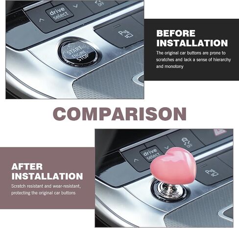 Bling Car One-Touch Start Button, Personalized Heart-Shaped Decorative Ignition Button Scratch-Resistant Push-Type Rocker, Engine Start/Stop Joystick Decal, for Most Cars (Pink #02) in Saudi Arabia