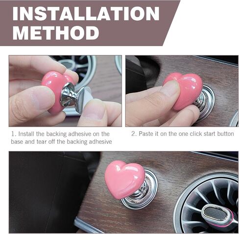 Bling Car One-Touch Start Button, Personalized Heart-Shaped Decorative Ignition Button Scratch-Resistant Push-Type Rocker, Engine Start/Stop Joystick Decal, for Most Cars (Pink #02) in Saudi Arabia