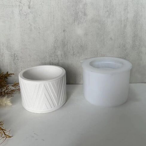 Round Concrete Flower Pot Silicone Mold Vintage Pattern Plaster Succulent Planter Vase Mold Candle Pen Holder Epoxy Resin Cement Clay Mould in Saudi Arabia