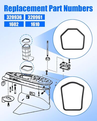 Upper & Lower Exhaust Seal Kit Fit for Johnson Evinrude 75-300 HP Outboards Replace 320936, 320961, Gearcase & Exhaust Housing Seals in Saudi Arabia