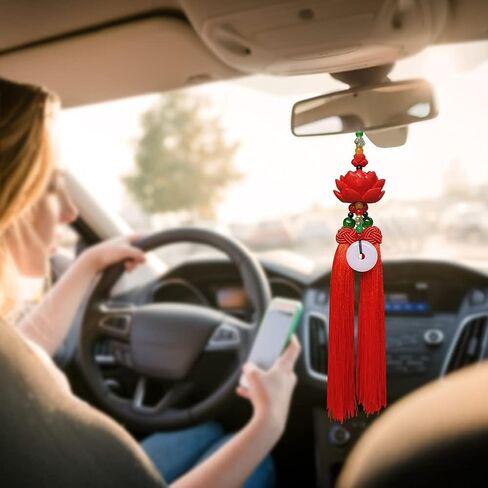 Car Hanging Decoration, Rearview Mirror Decorations, Chinese Traditional Style Crystal Tassel Dangling Ornaments, Home Decoration for Luck Safety Blessing (J) in Saudi Arabia