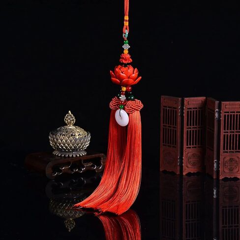 Car Hanging Decoration, Rearview Mirror Decorations, Chinese Traditional Style Crystal Tassel Dangling Ornaments, Home Decoration for Luck Safety Blessing (J) in Saudi Arabia