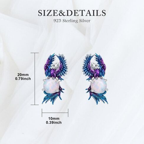 925 Sterling Silver Animal Shaped Opal Stud Earrings for Women Gift Phoenix/Butterfly/Bee/Flamingo/Penguin/Owl/Scorpion/Frog/Shark/Dolphin/Cat in Kuwait