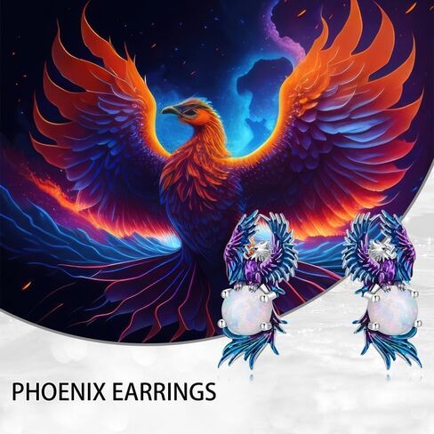 925 Sterling Silver Animal Shaped Opal Stud Earrings for Women Gift Phoenix/Butterfly/Bee/Flamingo/Penguin/Owl/Scorpion/Frog/Shark/Dolphin/Cat in Kuwait