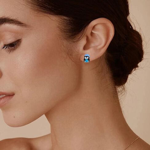 925 Sterling Silver Animal Shaped Opal Stud Earrings for Women Gift Phoenix/Butterfly/Bee/Flamingo/Penguin/Owl/Scorpion/Frog/Shark/Dolphin/Cat in Kuwait