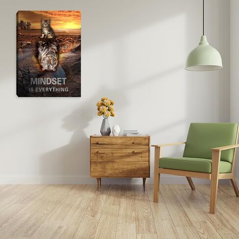 لوحة تحفيزية جدار الجدار العقلية الجدار الفن نمر الملصقات المطبوعات ملهمة إيجابية إيجابية ديكور جدار ملهمة اللوحة القط للمكتب غرفة نوم غرفة المعيشة مؤطرة لتعليق 12 "x16" in Kuwait