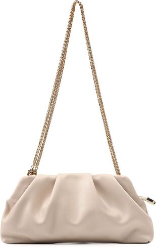 Evening Bag for Women Ruched Clutch Purse Detachable Metal Chain Crossbody Bag in Saudi Arabia