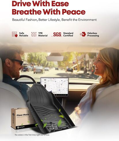 YHTAUTO Automotive Floor Mats Compatible with 2009-2018 Ram 1500/2500/3500 Crew Cab, 2019-2022 Ram 1500 Classic Crew Cab, All Weather Car Mats Custom Fit TPE Liners Front Seat in Saudi Arabia