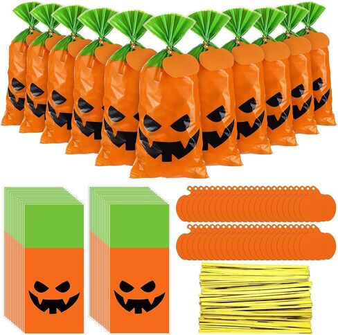 Gueevin 150 Set Halloween Bat Cellophane Candy Treat Bags Cello Favor Bags Ghost Bat Cookie Goodie Bags Bulk with Twist Ties Gift Cards for Halloween Party Supplies in Saudi Arabia